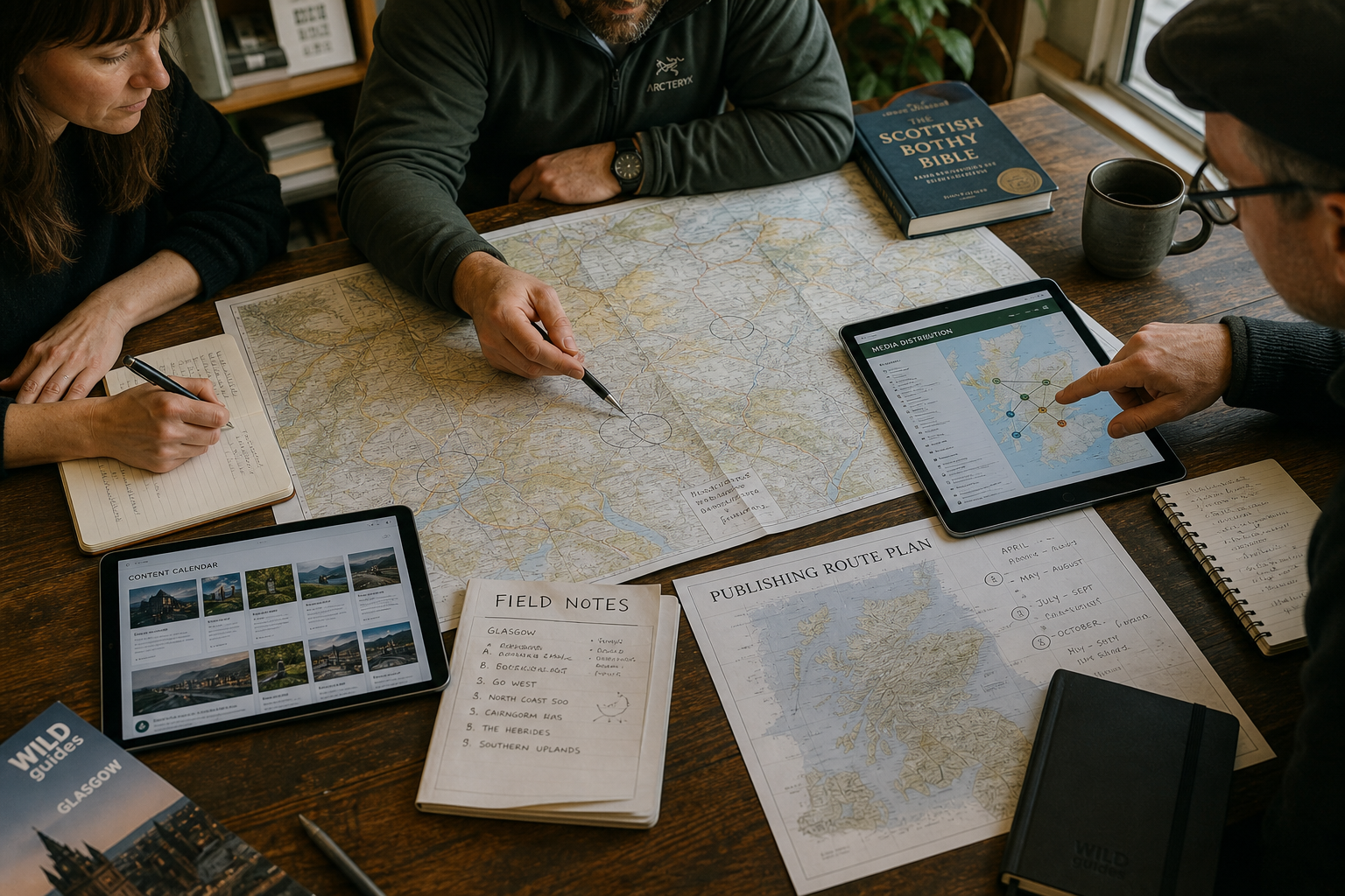 MIJIRA team reviewing publishing distribution plans