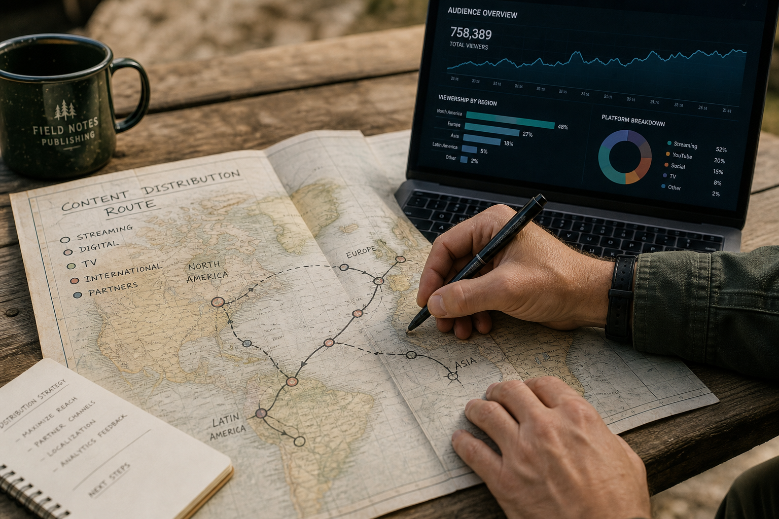 Publishing professional marking content distribution route on planning documents